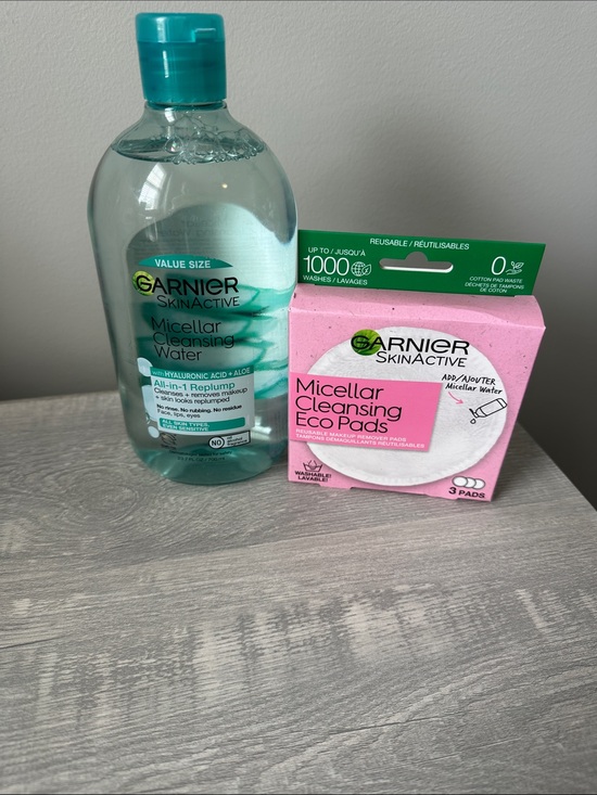 Garnier Other - Garnier SkinActive Micellar Cleansing Water w/Hyaluronic Acid w/ Pink Eco Pads